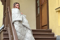 Дорожный плед-одеяло пуховый Travel Plaid Grass grey 140x200