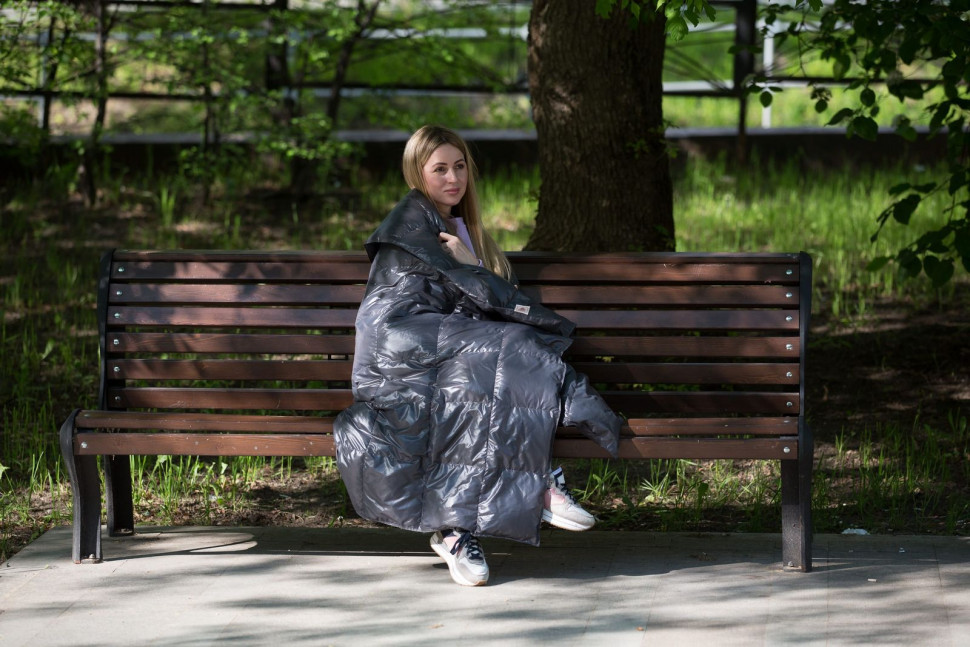 Дорожный плед-одеяло пуховый Travel Plaid Grass Graphite 140x200