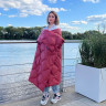 ​​​​​​​ Дорожный плед-пончо пуховый Travel Cape Plaid Grass MARSALA 130x170