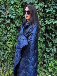 Дорожный плед-пончо пуховый Travel Cape Plaid Grass Navy 130x170