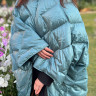 Дорожный плед-пончо пуховый Travel Cape Plaid Grass Aqua 130x170