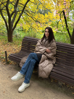 Дорожный плед-пончо пуховый Travel Cape Plaid Grass Milk Chocolate 130x170