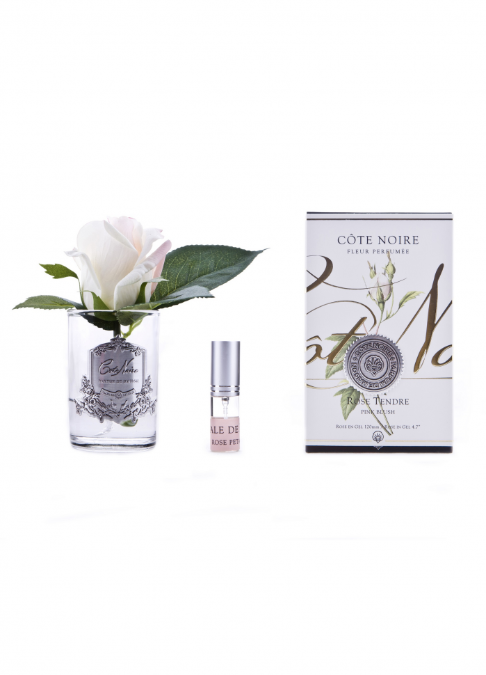 Бутон розы диффузор ROSE BUD blush, светло-розовый, прозрачная ваза, 1 спрей 5 мл