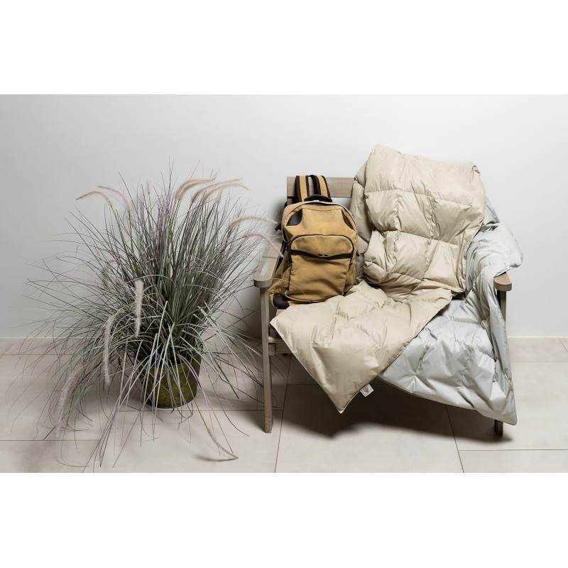 Дорожный плед пуховый Travel Plaid Grass grey-beige 140х200 