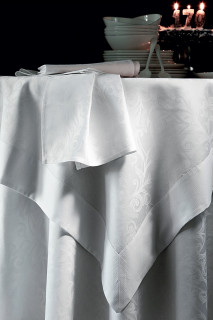 Cкатерть Blanc des Vosges OMBELLE белый 170/240 + 8 салфеток 50/50,100% хлопок жаккард