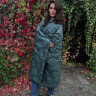 271317 Дорожный плед-пончо пуховый Travel Cape Plaid Grass DARK GREEN 130x170